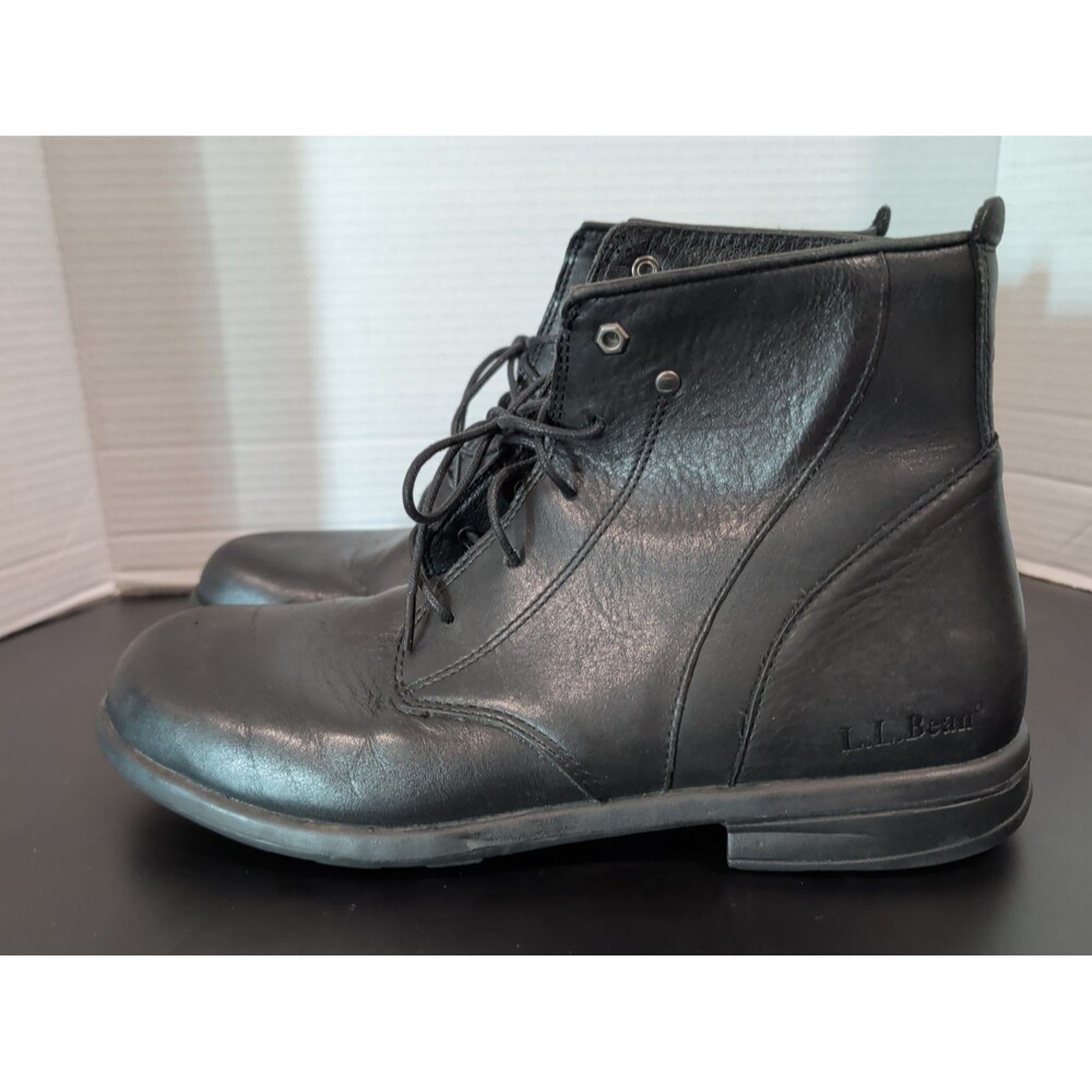 LL BEAN BLACK LEATHER CHUKKA ANKLE BOOTS WOMENS SIZE 11 GUC